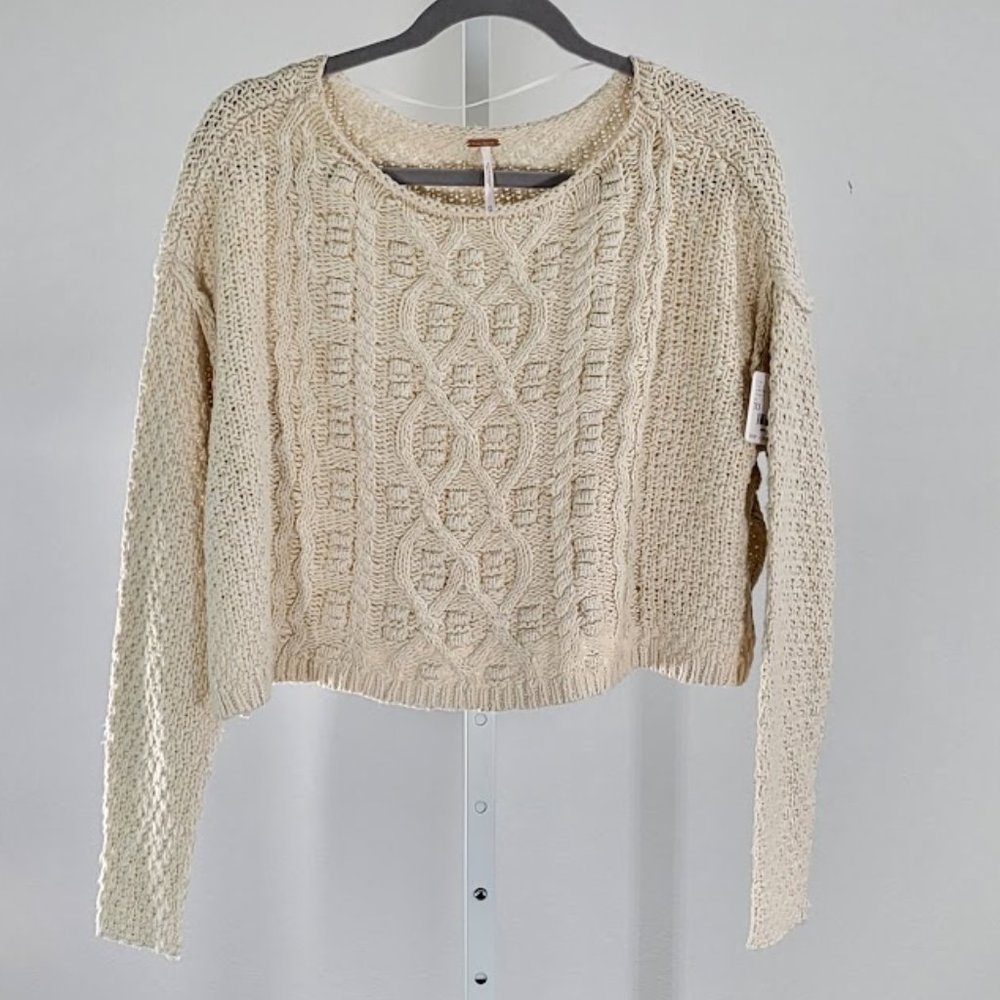 FREE PEOPLE changing tides cropped sweater Sz XS NEW - Picture 7 of 10